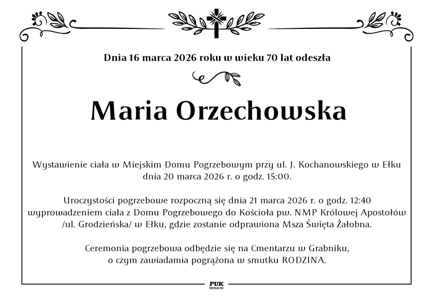 Maria Orzechowska - nekrolog